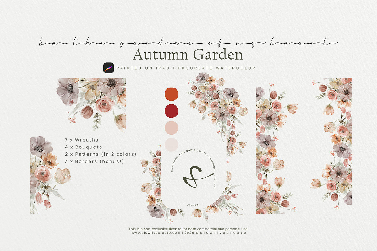 Autumn Garden Florals, a Seasonal Illustration by slowlivecreate (Photo 3 of 8)