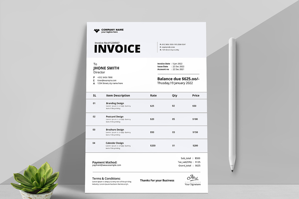 New Invoice Layout, a Stationery Template by MightyDesign (Photo 1 of 6)