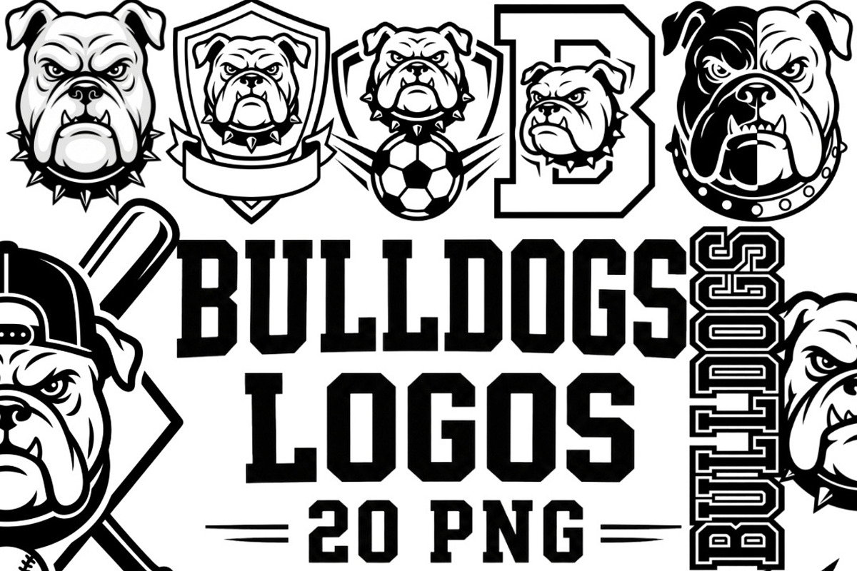 Bulldog Logo Clipart Bundle, a Seasonal Illustration by Tanya Kart (Photo 1 of 9)