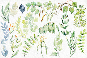 Watercolor Leaves Clipart.