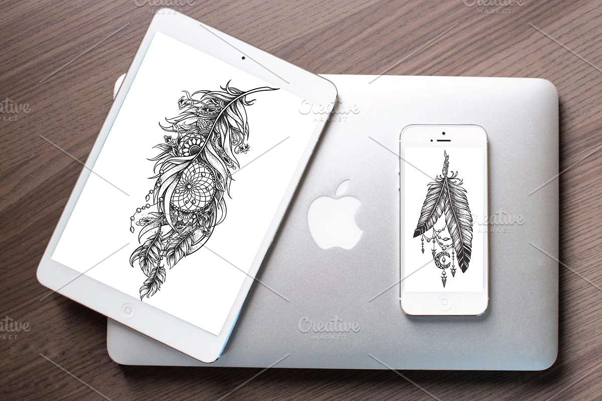 Dotwork feathers. Tattoo collection, an Illustration by Astarta (Photo 6 of 6)