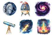 Space Watercolor Clipart, an Illustration by SinaCreation (Thumbnail 3 of 5)