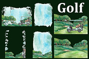 Golf watercolor clipart, a Sport Illustration by FITALARTSNEDIGI (Thumbnail 4 of 6)