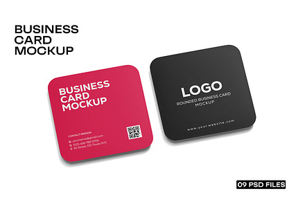 Rounded Square Name Card Mockup, an Advertising Mockup by RamStudio2