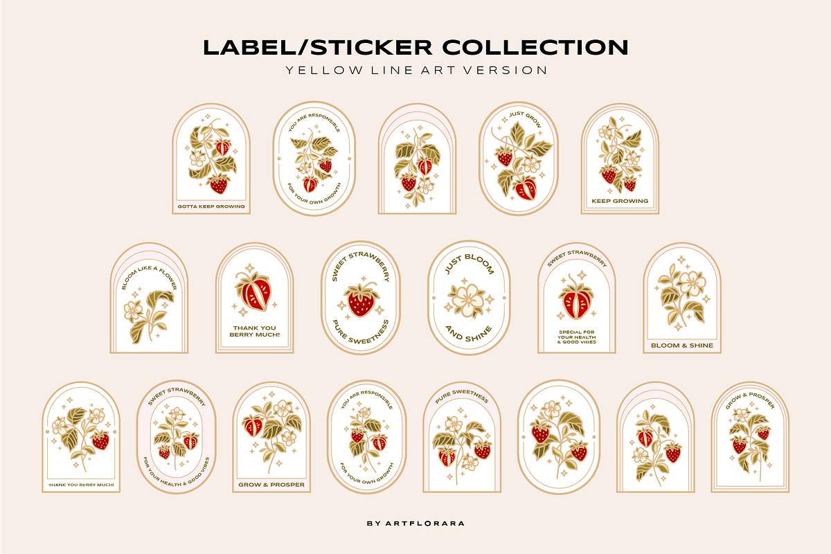 Vintage Strawberry & Floral Logo, an Object Graphic by Artflorara (Photo 8 of 13)