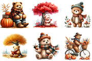 Cute Bear Character in Autumn Season, an Illustration by DreamArtGraphic (Thumbnail 3 of 4)