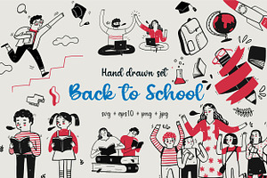Back to School Hand draw set, an Education Illustration by Huza Studio