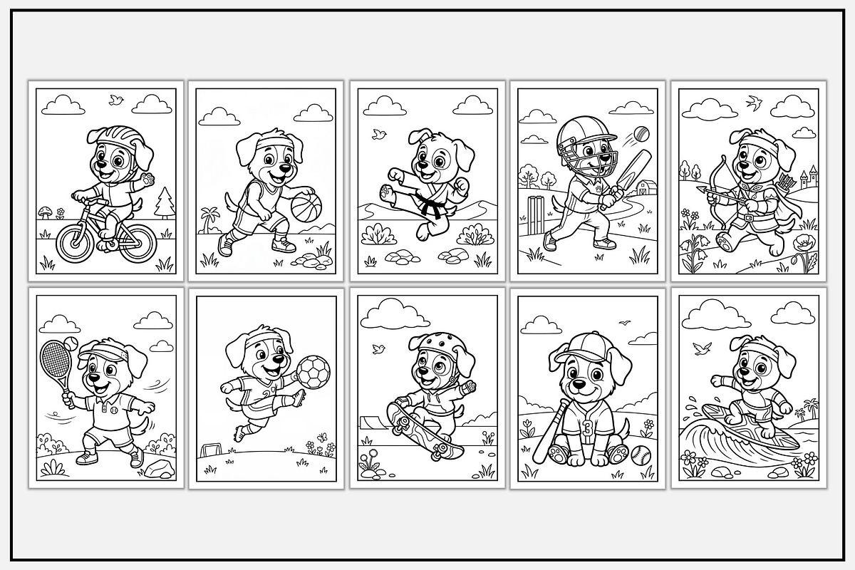 Dog Playing Sports Coloring Pages, a Sport Illustration by Lamia Emad (Photo 2 of 5)