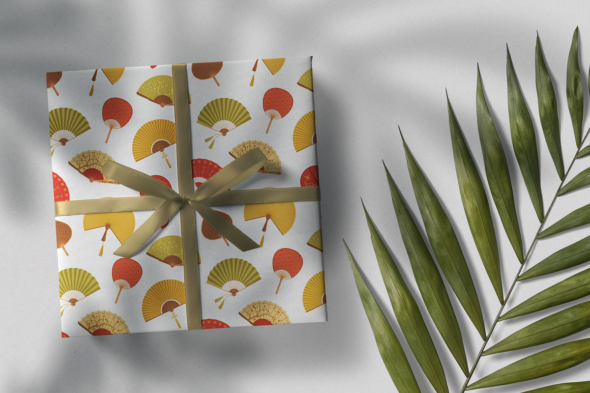 Asian hand fans seamless patterns, a Pattern Graphic by Good Studio (Photo 4 of 5)