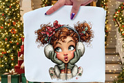 Whimsical Christmas Girl Clipart, an Illustration by Craft Nest (Thumbnail 5 of 9)