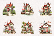 Beach House Clipart Bundle, an Illustration by CreationArt (Thumbnail 4 of 7)