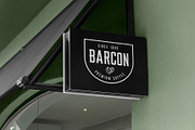 Logo Mockup Black Hanging Sign, an Advertising Mockup by Asylab (Thumbnail 1 of 5)