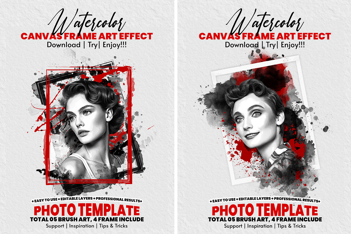 Watercolor Canvas Frame Art Effect, an Action Add-On by MRI STUDIO (Photo 1 of 34)