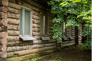 Rustic Log cabin and window. Old, an Architecture Photo by COLORFUL