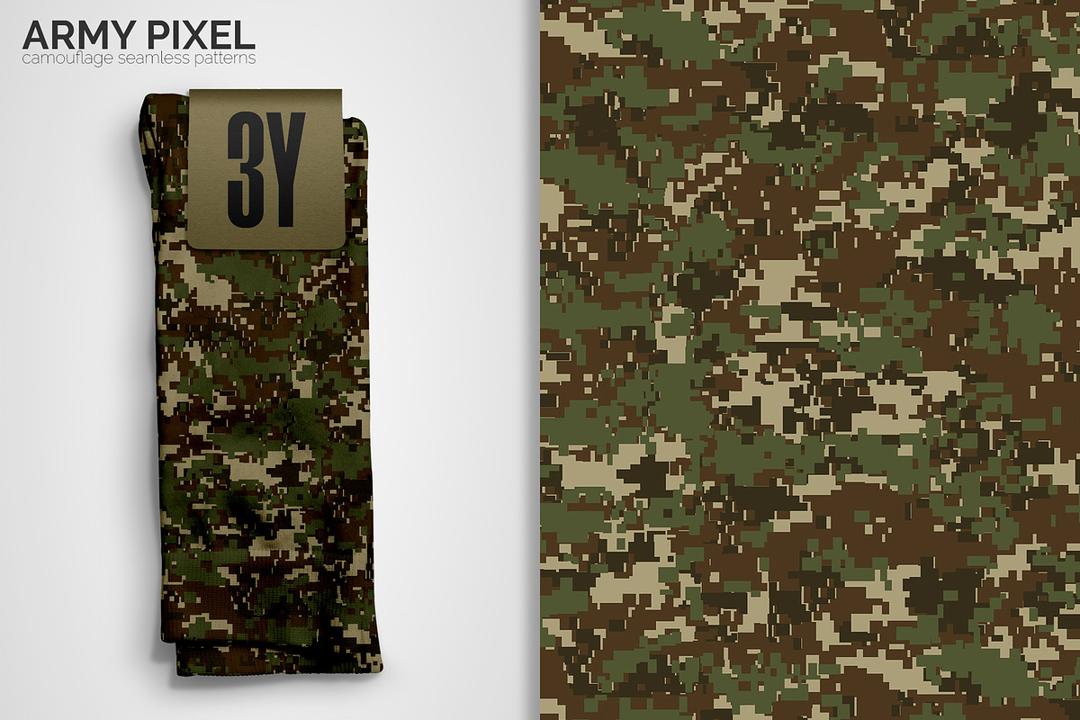 Army Pixel Camouflage Patterns, a Pattern Graphic by 3Y_Design (Photo 6 of 6)