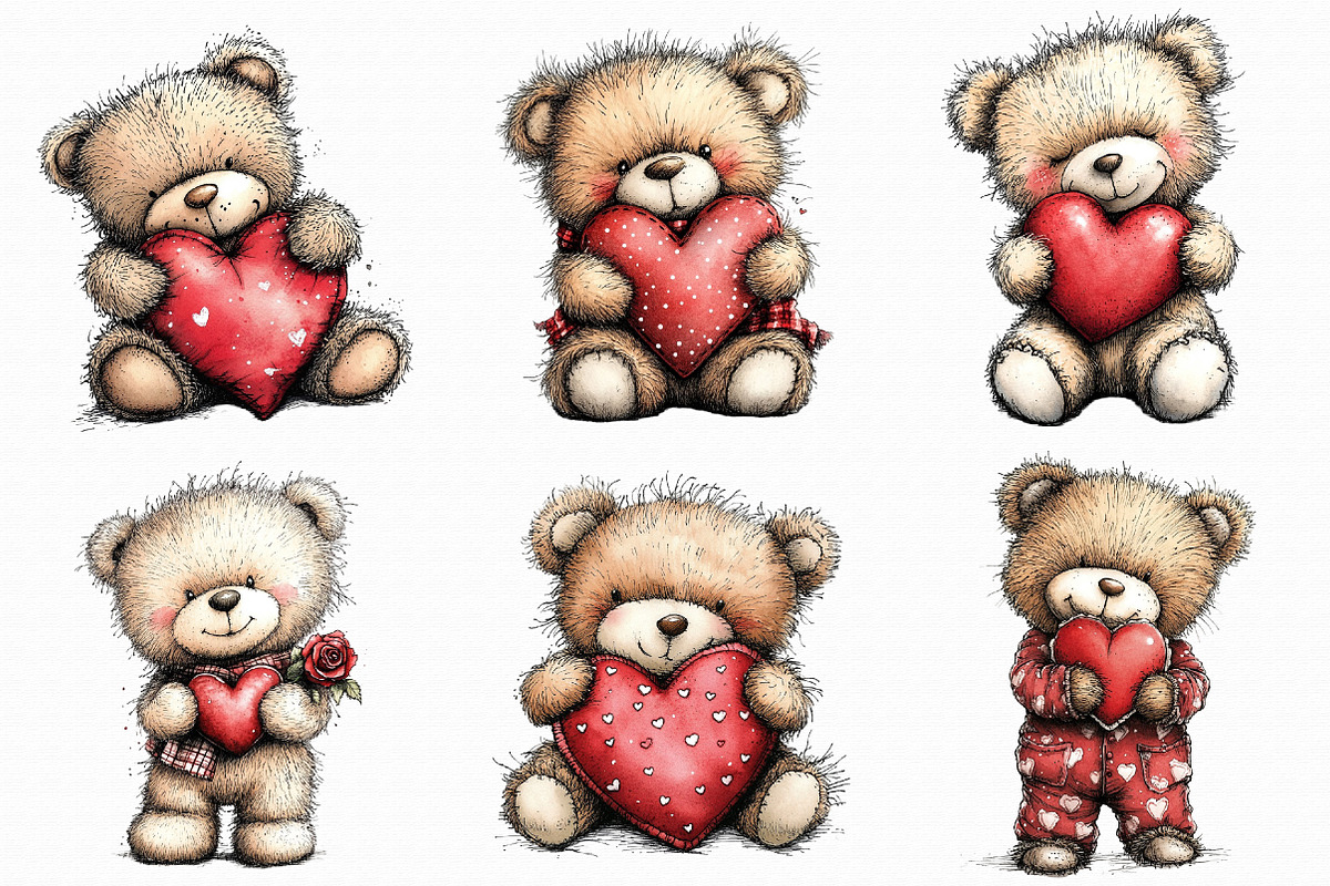 Whimsical Valentine Teddy Bear Clipa, an Illustration by Libby Wishes (Photo 7 of 9)