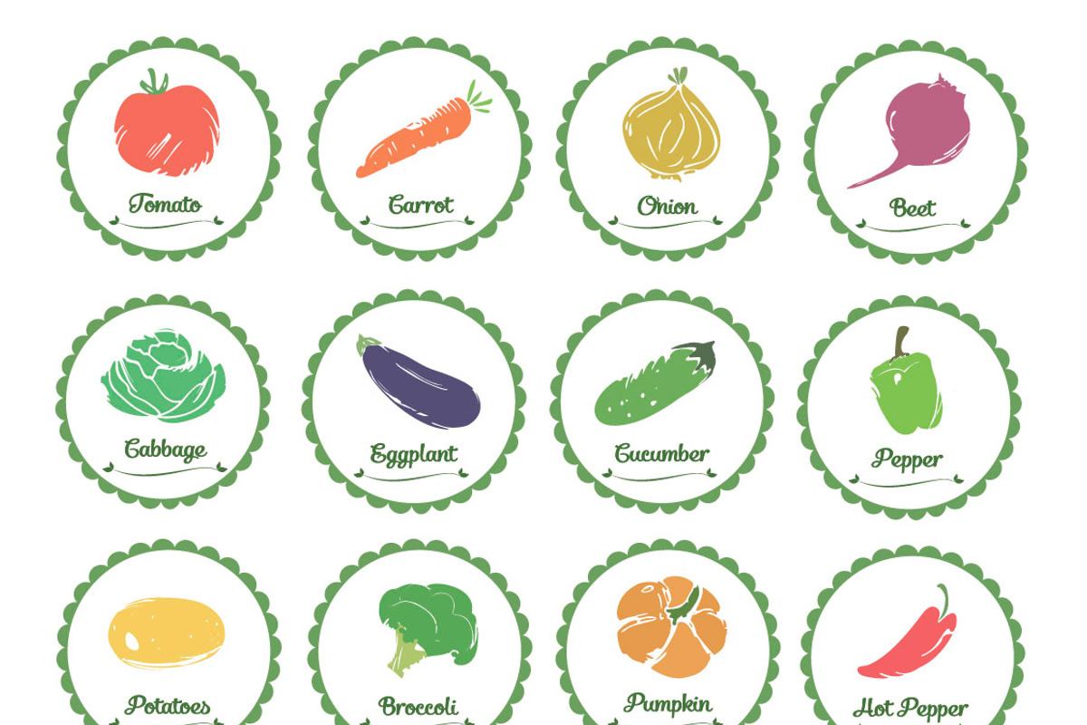 Vegetable label and tag set, an Icon by Svetlana Voloshina