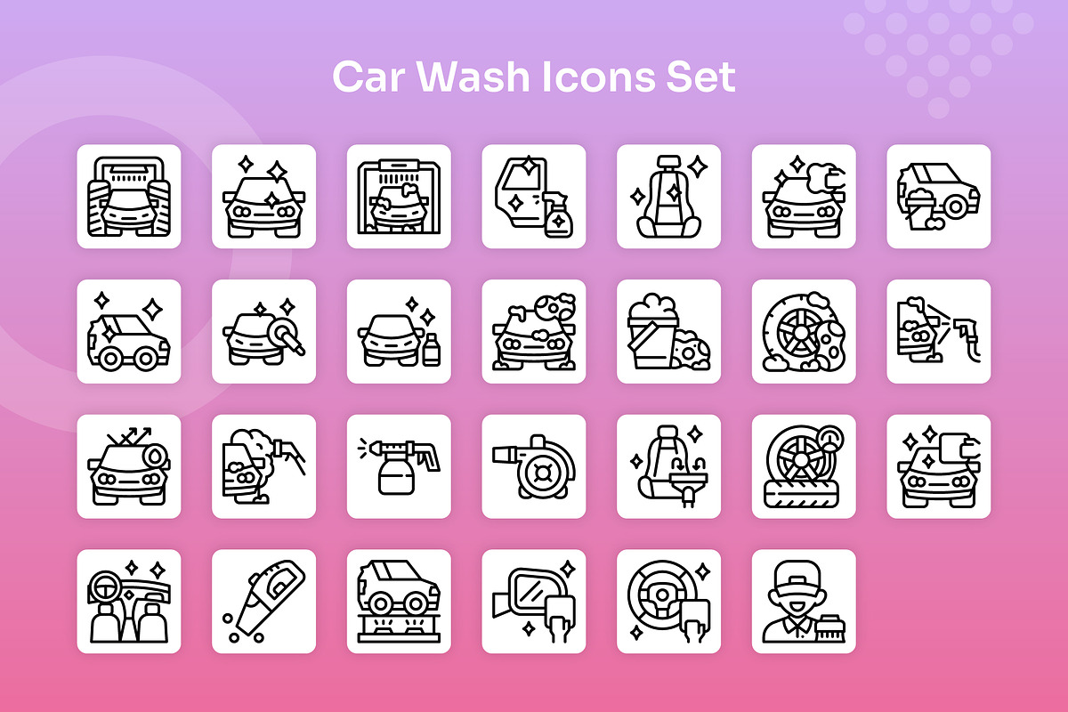 Car Wash Icons Set - Line, an Outline Icon by Kmg Design (Photo 2 of 2)