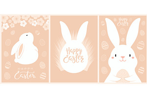 Easter cards set with cute bunnies, an Animal Illustration by sceptical cactus