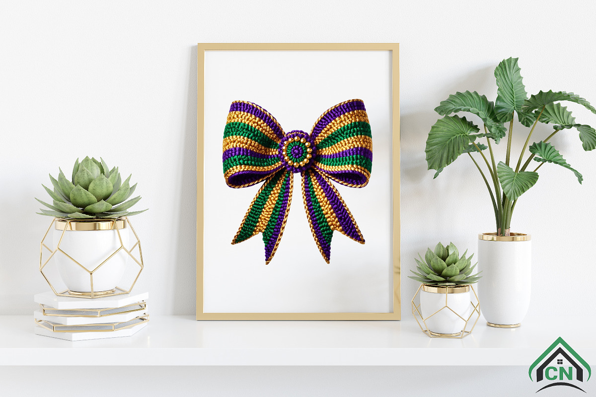 Mardi Gras Crochet Bow PNG, an Illustration by Craft Nest (Photo 3 of 4)