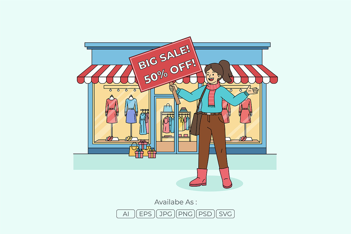 Mega Sale Discount Store, a Seasonal Illustration by Partikusi Design (Photo 2 of 3)