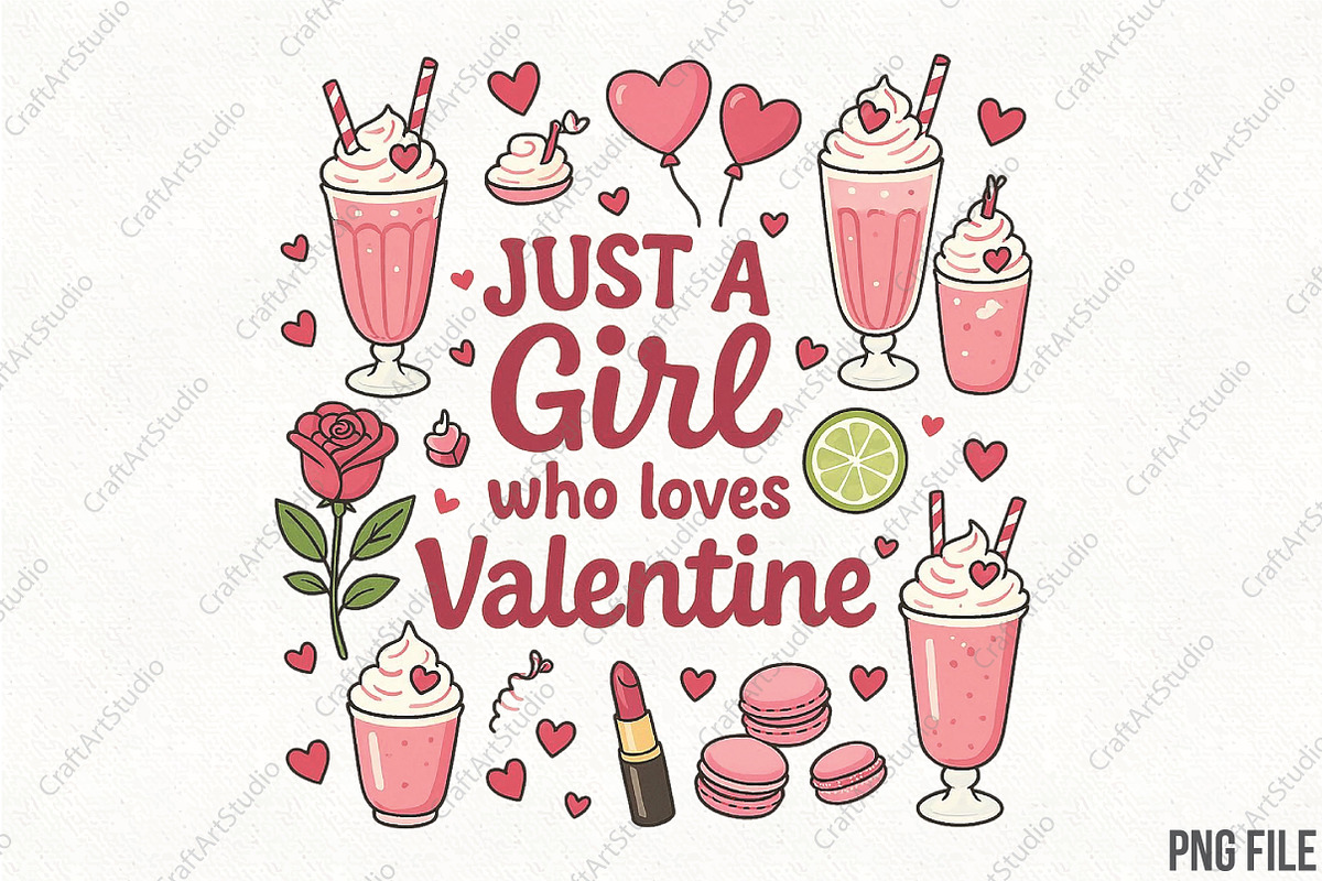 Pink Valentine PNG Sublimation, an Illustration by CraftArtStudio (Photo 1 of 3)