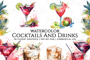 Watercolor Cocktail & Drinks Clipart