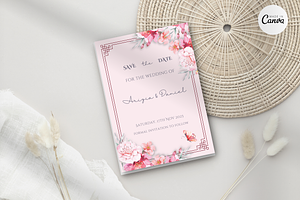 Asian Floral Save The Date - B5A