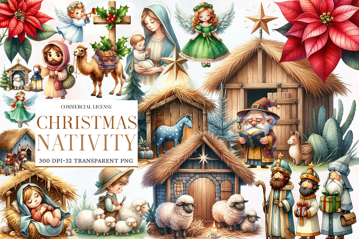 Christmas Nativity Sublimation Clipa, an Illustration by Designworld (Photo 1 of 6)
