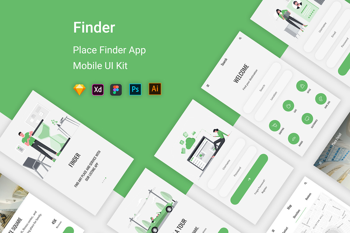 Finder - Place Finder Mobile App, an UI Kit Template by themelove (Photo 1 of 9)
