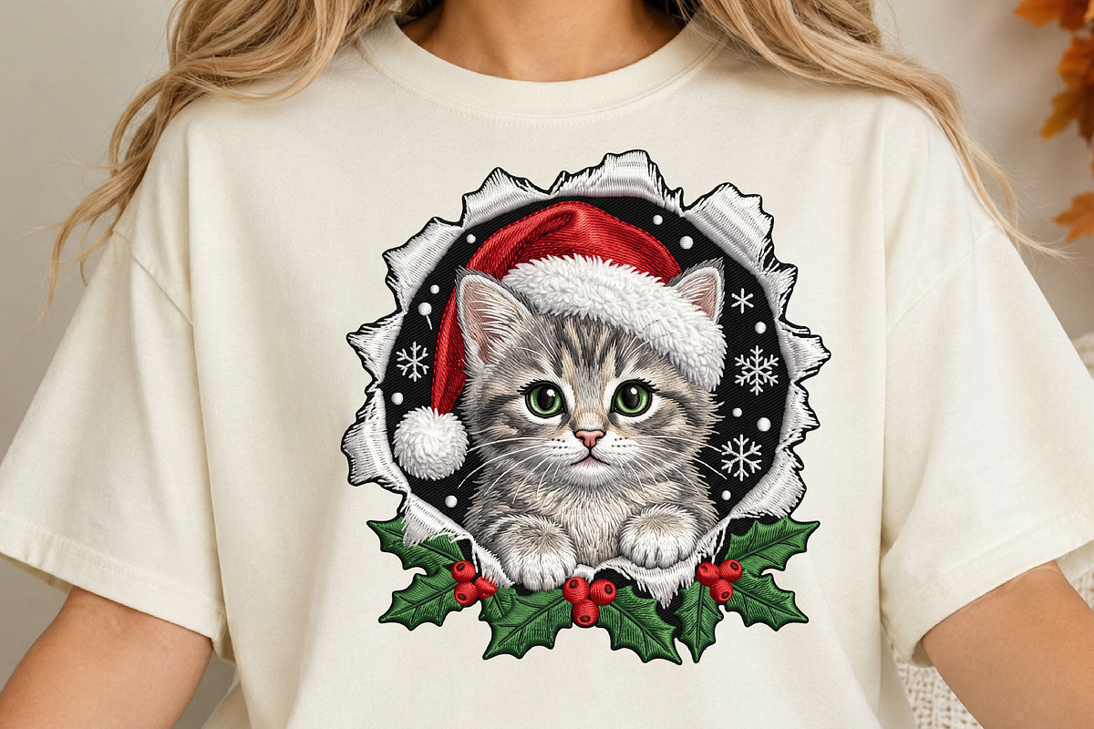 Christmas Cat Santa Hat PNG, an Object Illustration by DreamCafeArt (Photo 3 of 6)