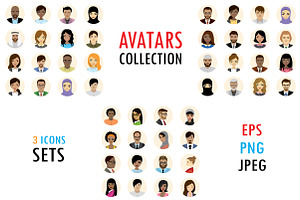 People avatars icons flat collection