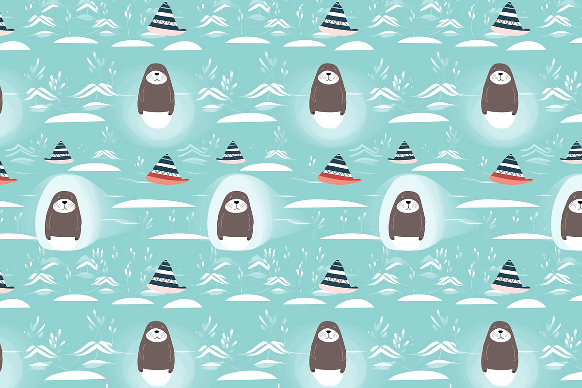 Cute walrus pattern, a Pattern Graphic by AlexandraTret (Photo 2 of 3)