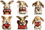 Whimsical Valentines Bunny Clipart, an Illustration by Black Bird Studio (Thumbnail 4 of 6)