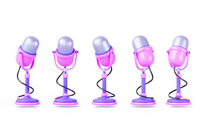 3d Pink Blue Microphone Rotation