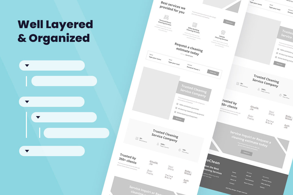 Cleaning Services Wireframe Website, a Wireframe Template by INSPR STD (Photo 3 of 6)