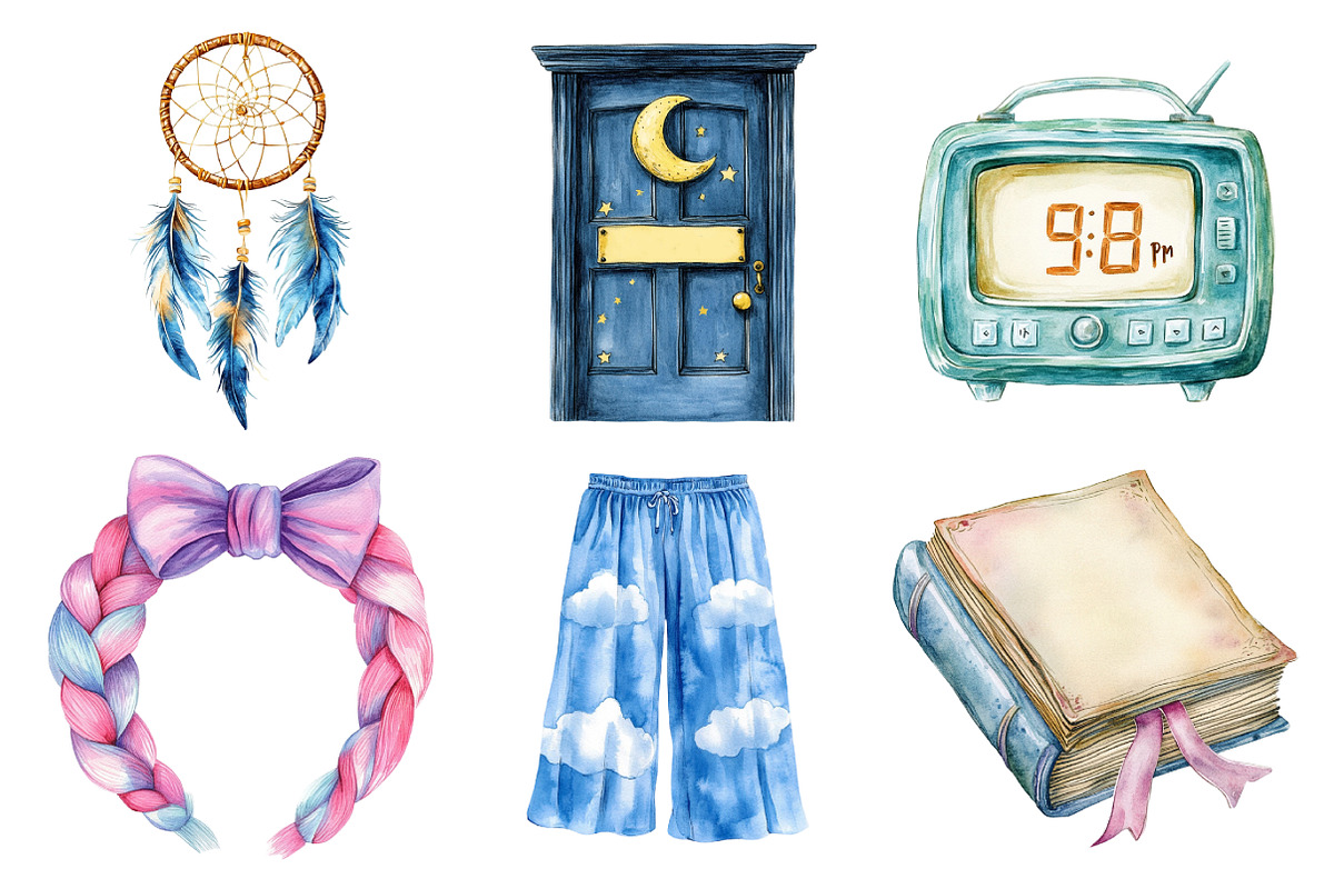 Watercolor Evening Routine Clipart, an Illustration by Daily.Designs (Photo 4 of 5)