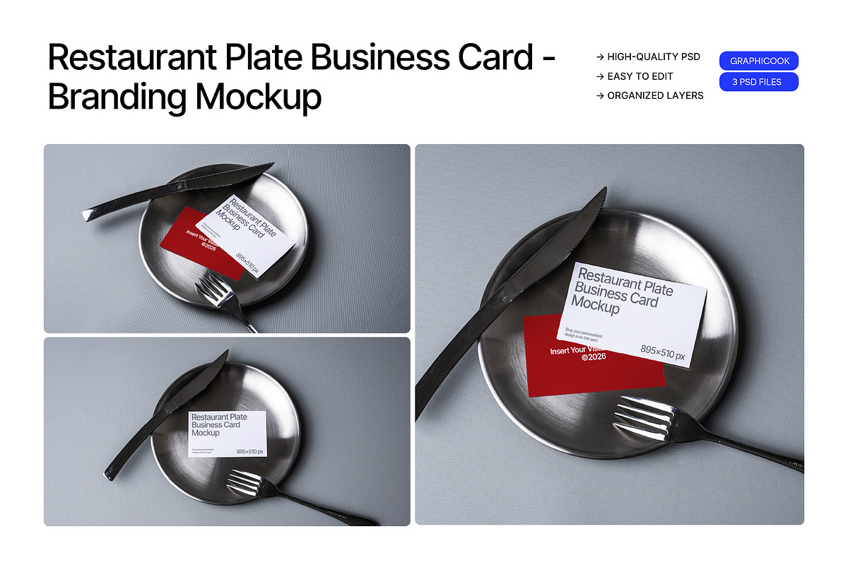 Restaurant Business Card Mockup, a Product Mockup by graphicook (Photo 1 of 4)