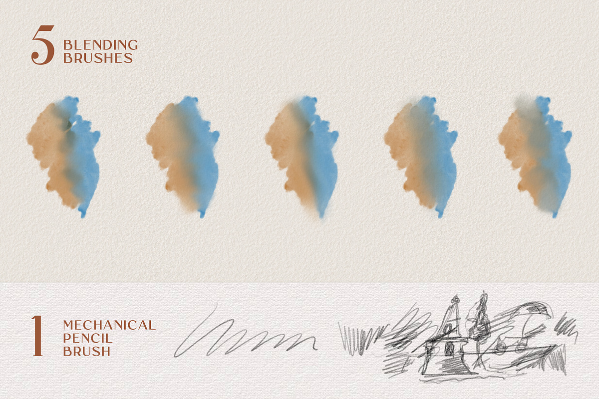 Real Watercolors - Photoshop Brushes, a Brush Add-On by GRANCI STUDIOS (Photo 7 of 9)
