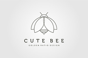 Nature Cute Bee Creative Logo Vector