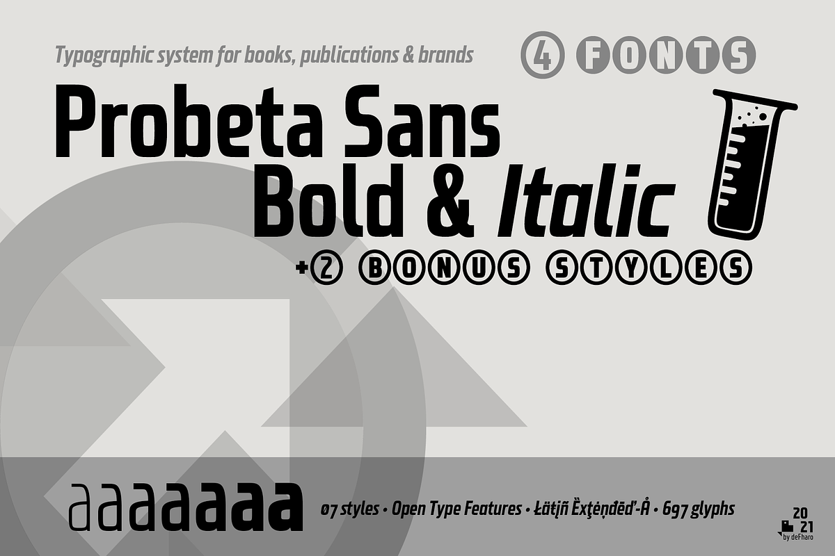 Probeta Sans Bold & Italic -4 fonts, a Sans Serif Font by deFharo (Photo 1 of 8)