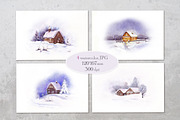 Winter landscape. Watercolor, an Illustration by oKOLOstyle (Thumbnail 2 of 4)