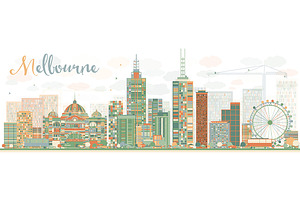 Abstract Melbourne Skyline