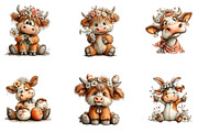 Whimsical Easter Highland Cow Clipar, an Illustration by CreationArt (Thumbnail 2 of 7)