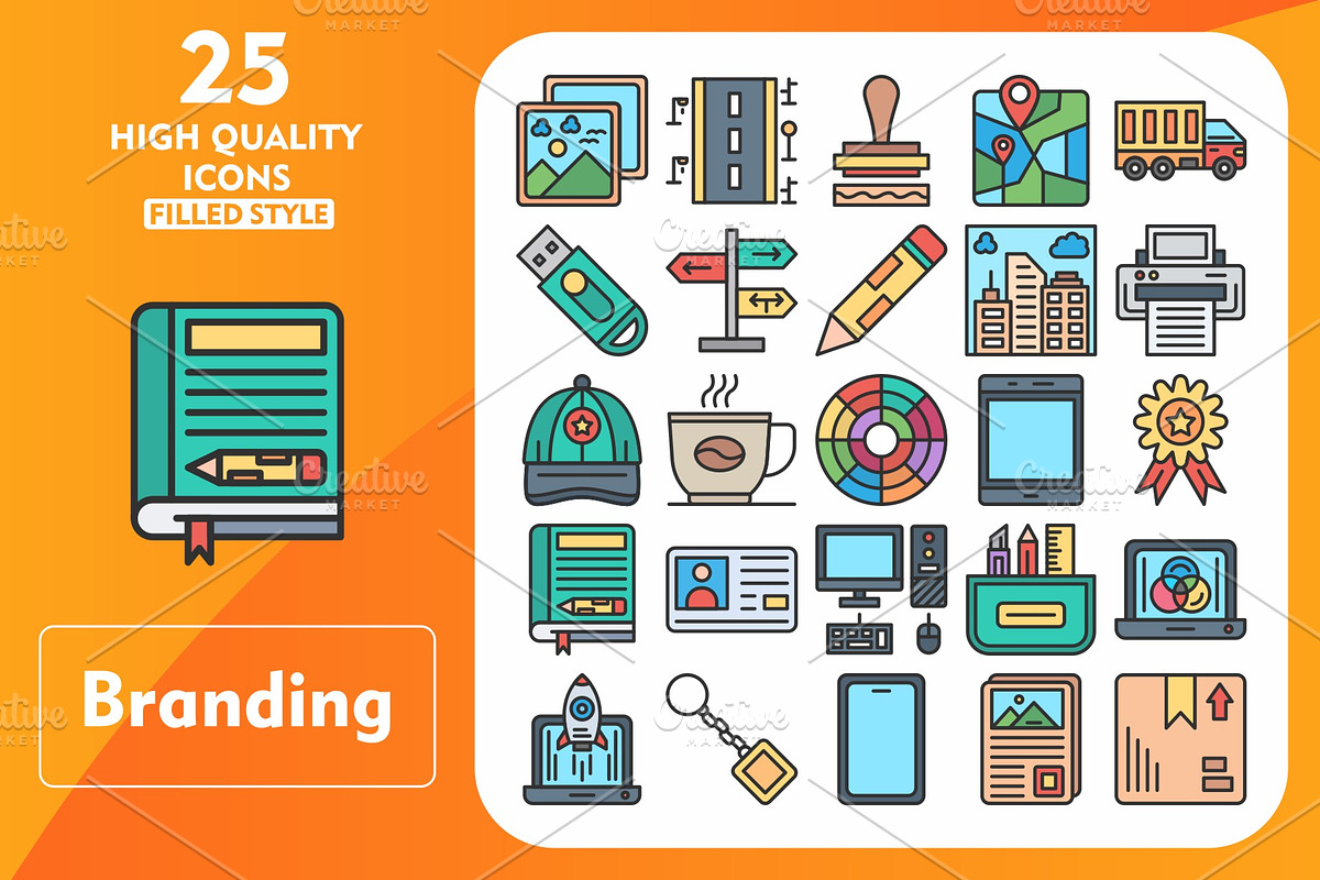 Branding 25 Line Filled Icons, an Icon by Pexelpy
