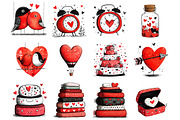 Cute Valentine Clipart, an Illustration by DreamArtGraphic (Thumbnail 4 of 4)