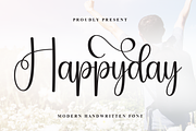 Happyday | Script Font, a Handwritten Font by Scratchones (Thumbnail 1 of 9)