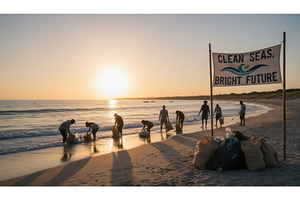 Volunteers collect plastic waste and, a Nature Photo by Igor Tichonow