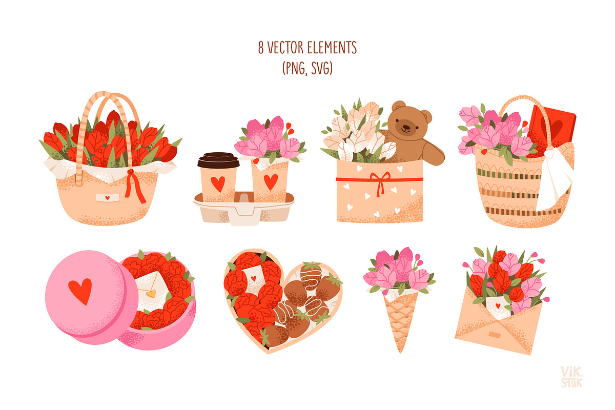 Valentine’s Day bouquets, an Object Graphic by vik.stock (Photo 2 of 6)