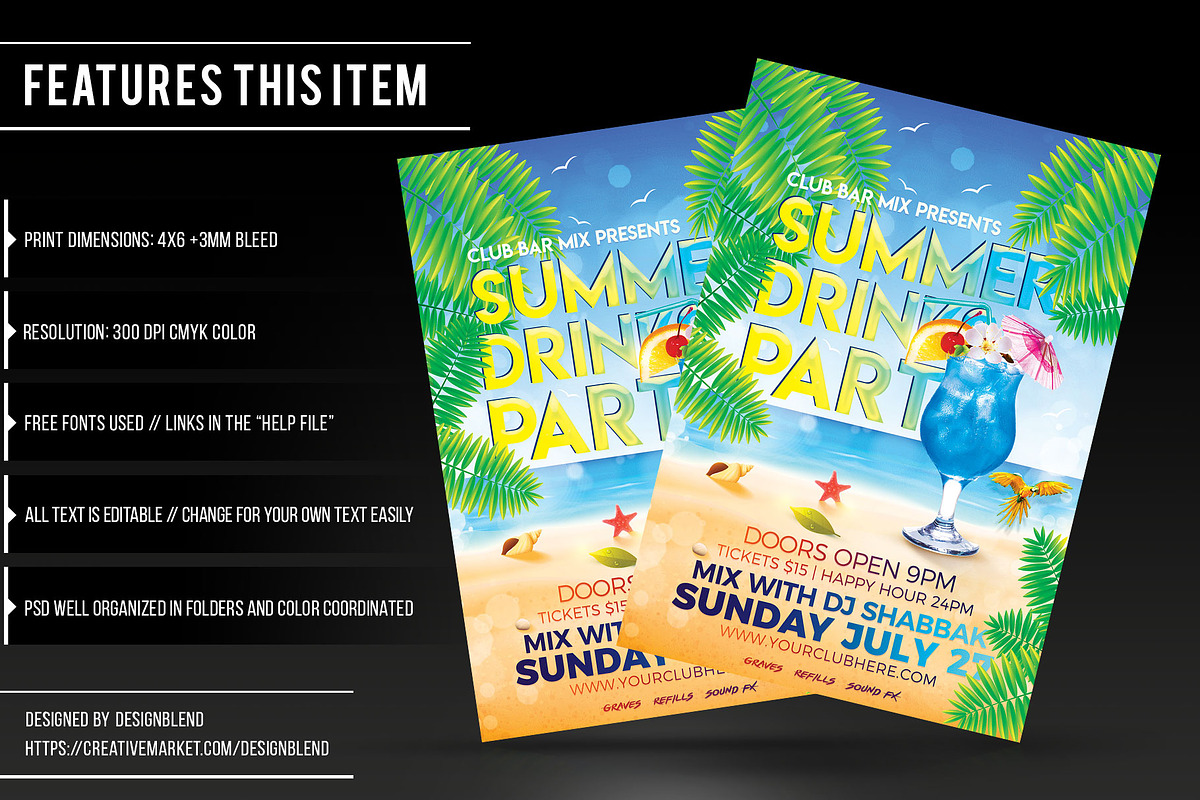 Summer Drinks Party Flyer Template, a Flyer Template by designblends@gmail.com (Photo 2 of 3)